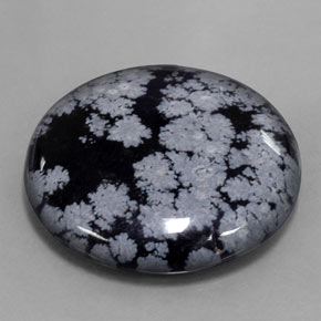 29,16 ctw natürlicher schwarzer Schneeflockenobsidian, Rundschliff, Lichtundurchlässig