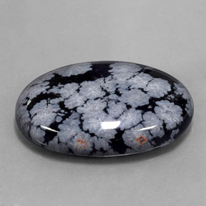 22,37 ctw natürlicher schwarzer Schneeflockenobsidian, Oval Schliff, Lichtundurchlässig