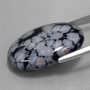 22,37 ctw natürlicher schwarzer Schneeflockenobsidian, Oval Schliff, Lichtundurchlässig