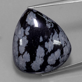 34,56 ctw natürlicher schwarzer Schneeflockenobsidian, Birnenform, Lichtundurchlässig