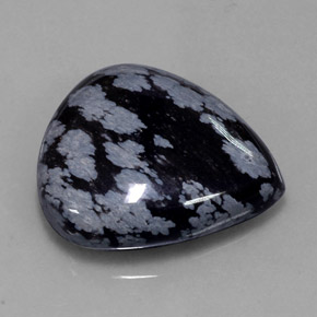 34,56 ctw natürlicher schwarzer Schneeflockenobsidian, Birnenform, Lichtundurchlässig