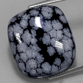 29,46 ctw natürlicher schwarzer Schneeflockenobsidian, Kissenschliff, Lichtundurchlässig