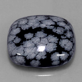 29,46 ctw natürlicher schwarzer Schneeflockenobsidian, Kissenschliff, Lichtundurchlässig
