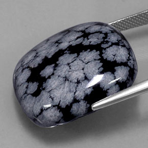 29,46 ctw natürlicher schwarzer Schneeflockenobsidian, Kissenschliff, Lichtundurchlässig