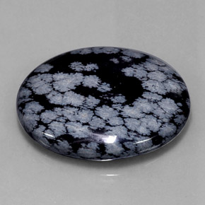 48,46 ctw natürlicher schwarzer Schneeflockenobsidian, Oval Schliff, Lichtundurchlässig