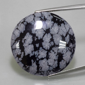31,32 ctw natürlicher schwarzer Schneeflockenobsidian, Rundschliff, Lichtundurchlässig