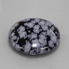 31,32 ctw natürlicher schwarzer Schneeflockenobsidian, Rundschliff, Lichtundurchlässig