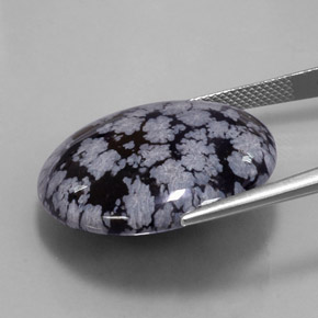 31,32 ctw natürlicher schwarzer Schneeflockenobsidian, Rundschliff, Lichtundurchlässig