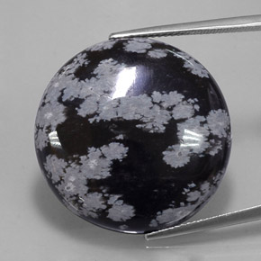 25,93 ctw natürlicher schwarzer Schneeflockenobsidian, Rundschliff, Lichtundurchlässig