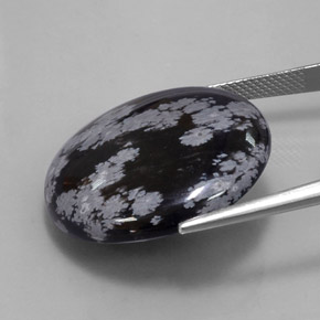 25,93 ctw natürlicher schwarzer Schneeflockenobsidian, Rundschliff, Lichtundurchlässig