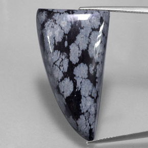 31,95 ctw natürlicher schwarzer Schneeflockenobsidian, Fantasieschliff, Lichtundurchlässig