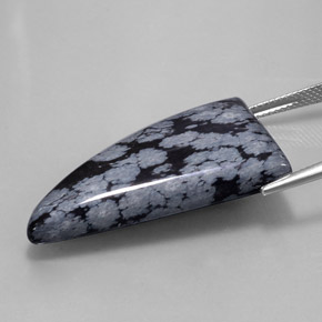 31,95 ctw natürlicher schwarzer Schneeflockenobsidian, Fantasieschliff, Lichtundurchlässig