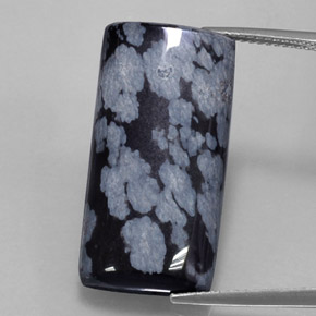 15,68 ctw natürlicher schwarzer Schneeflockenobsidian, Baguette, Lichtundurchlässig