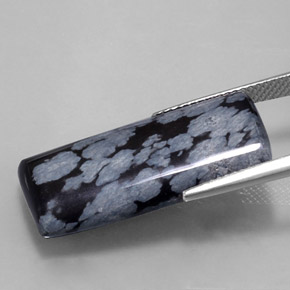 15,68 ctw natürlicher schwarzer Schneeflockenobsidian, Baguette, Lichtundurchlässig