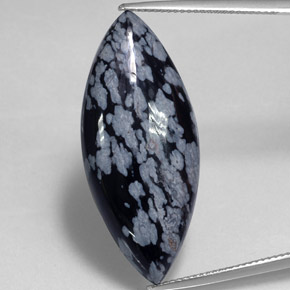 19,75 ctw natürlicher schwarzer Schneeflockenobsidian, Marquise, Lichtundurchlässig
