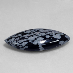 19,75 ctw natürlicher schwarzer Schneeflockenobsidian, Marquise, Lichtundurchlässig