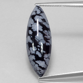 6,42 ctw natürlicher schwarzer Schneeflockenobsidian, Marquise, Lichtundurchlässig