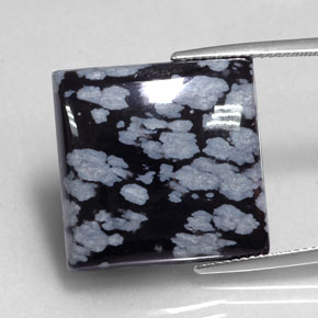 20,90 ctw natürlicher schwarzer Schneeflockenobsidian, Quadrat, Lichtundurchlässig