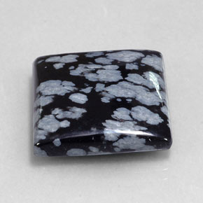 20,90 ctw natürlicher schwarzer Schneeflockenobsidian, Quadrat, Lichtundurchlässig