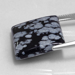 20,90 ctw natürlicher schwarzer Schneeflockenobsidian, Quadrat, Lichtundurchlässig