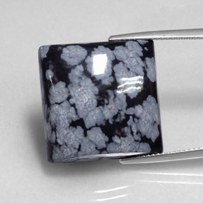 19,17 ctw natürlicher schwarzer Schneeflockenobsidian, Quadrat, Lichtundurchlässig