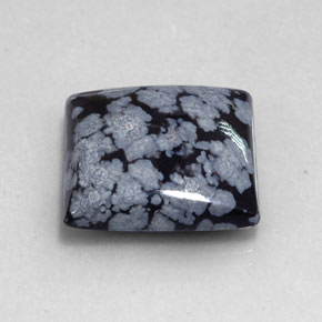 19,17 ctw natürlicher schwarzer Schneeflockenobsidian, Quadrat, Lichtundurchlässig