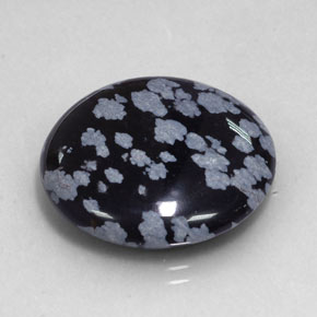 24,99 ctw natürlicher schwarzer Schneeflockenobsidian, Rundschliff, Lichtundurchlässig