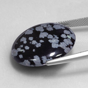 24,99 ctw natürlicher schwarzer Schneeflockenobsidian, Rundschliff, Lichtundurchlässig