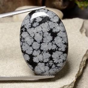 9,17 ctw natürlicher Schneeflocke Schneeflockenobsidian, Oval Schliff, Lichtundurchlässig
