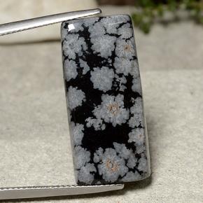 9,17 ctw natürlicher Schneeflocke Schneeflockenobsidian, Baguette, Lichtundurchlässig