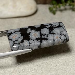 9,17 ctw natürlicher Schneeflocke Schneeflockenobsidian, Baguette, Lichtundurchlässig