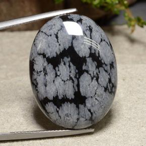 9,17 ctw natürlicher Mehrfarbig Schneeflockenobsidian, Oval Schliff, Lichtundurchlässig