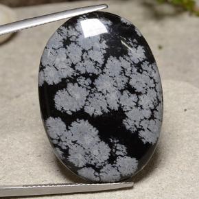 9,17 ctw natürlicher Schneeflocke Schneeflockenobsidian, Oval Schliff, Lichtundurchlässig