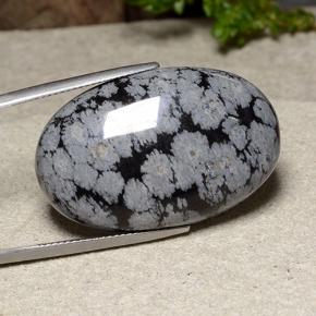39,18 ctw natürlicher mehrfarbiger Schneeflockenobsidian, Oval Schliff, Lichtundurchlässig