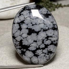 43,07 ctw natürlicher mehrfarbiger Schneeflockenobsidian, Oval Schliff, Lichtundurchlässig