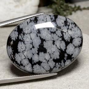 43,07 ctw natürlicher mehrfarbiger Schneeflockenobsidian, Oval Schliff, Lichtundurchlässig