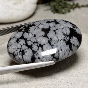 43,07 ctw natürlicher mehrfarbiger Schneeflockenobsidian, Oval Schliff, Lichtundurchlässig