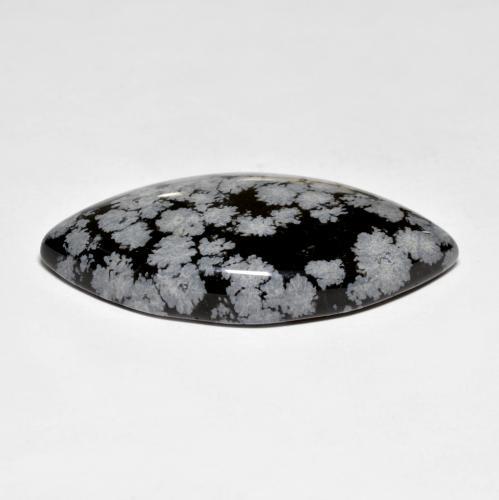 34,59 ctw natürlicher mehrfarbiger Schneeflockenobsidian, Marquise, Lichtundurchlässig
