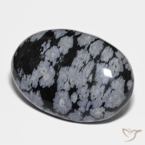 9,17 ctw natürlicher grau-weiß-schwarz Schneeflockenobsidian, Oval, Lichtundurchlässig
