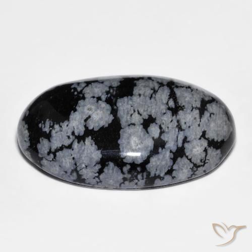 9,17 ctw natürlicher grau-weiß-schwarz Schneeflockenobsidian, Oval, Lichtundurchlässig