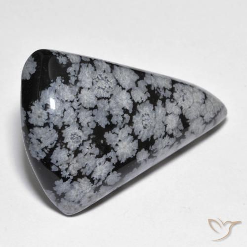 28.63ct Natürlicher grau-weiß-schwarz Schneeflockenobsidian, Birnenform, Lichtundurchlässig