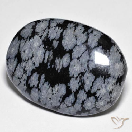 9,17 ctw natürlicher grau-weiß-schwarz Schneeflockenobsidian, Oval, Lichtundurchlässig