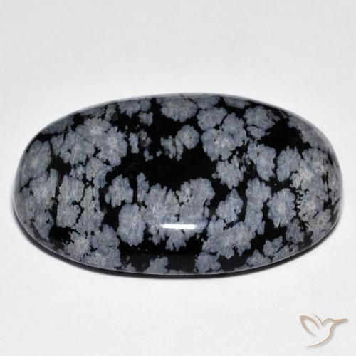 9,17 ctw natürlicher grau-weiß-schwarz Schneeflockenobsidian, Oval, Lichtundurchlässig