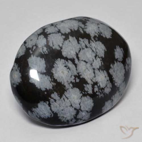 9,17 ctw natürlicher grau-weiß-schwarz Schneeflockenobsidian, Oval, Lichtundurchlässig