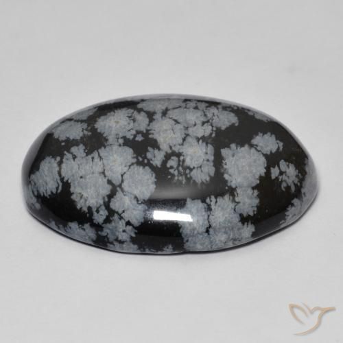 9,17 ctw natürlicher grau-weiß-schwarz Schneeflockenobsidian, Oval, Lichtundurchlässig