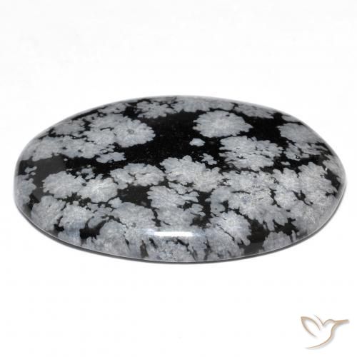 24,72 ctw natürlicher schwarzer Schneeflockenobsidian, Oval Schliff, Lichtundurchlässig