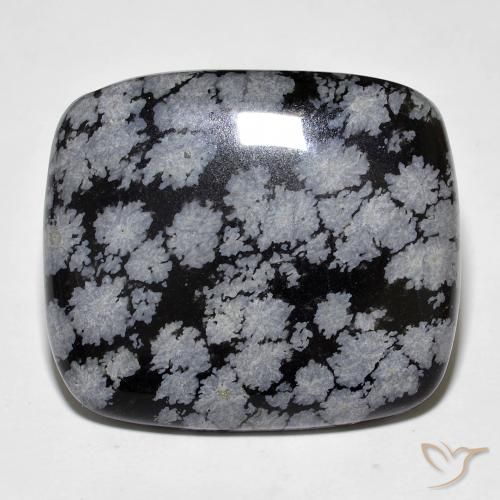 27.93ct Natürlicher grau-weiß-schwarz Schneeflockenobsidian, Kissen, Lichtundurchlässig