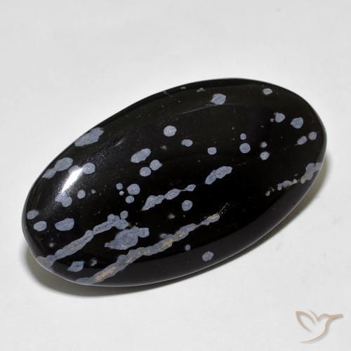 9,17 ctw natürlicher grau-weiß-schwarz Schneeflockenobsidian, Oval, Lichtundurchlässig