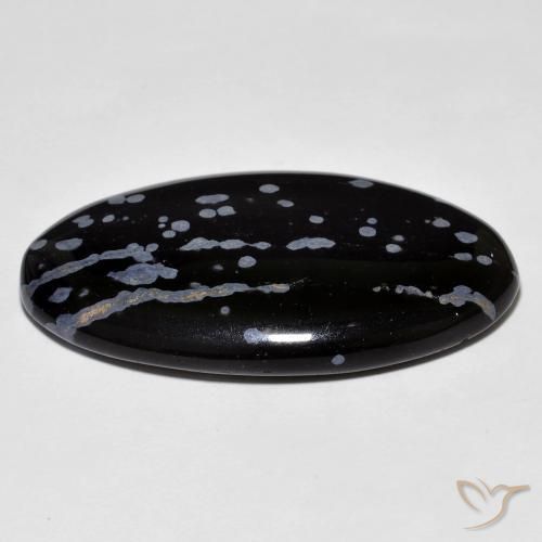 9,17 ctw natürlicher grau-weiß-schwarz Schneeflockenobsidian, Oval, Lichtundurchlässig
