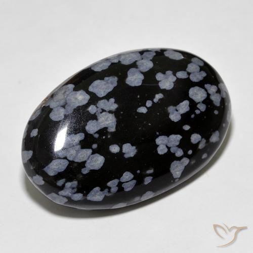 9,17 ctw natürlicher grau-weiß-schwarz Schneeflockenobsidian, Oval, Lichtundurchlässig